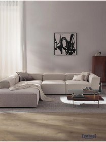 Resim Mobilya Stant Most Mollis Pro 4 Modül Sol Köşe Koltuk 01 Lüks Beyaz Bukle Kumaş Yumuşak Sünger(Evinize Teslim) 
