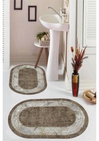 Resim Kahverengi Kaymaz Taban Oval Banyo Paspas Takım Bb-116 çok renkli 