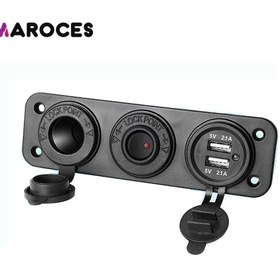 Resim 3 Lü Marin Çakmaklık Usb Şarj Söketi 12V Anahtarlı Panel 