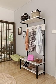 Resim Metal Portmanto Askılık Vestiyer Ayakkabılık Dolabı Barok Beyaz/Fırınlı Boya Çizilmez/Ücretsiz Kargo 