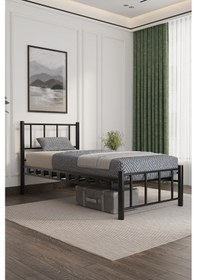 Resim Argimo Zambak Tek Kişilik Ferforje Siyah Metal Karyola 90x200 