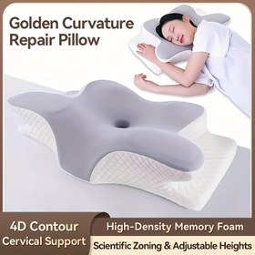 Resim Ergonomik Kelebek Şekilli Hafıza Köpüğü Yastık - Boyun Desteği ve Uyku Konforu İçin Yavaş Geri Dönüş, Sırt ve Yan Uyuyanlar İçin İdeal, Makine Yıkanabilir Kapak, Otel Kalitesi, Yatak Örtüsü | Rahat Uyku | Yumuşak Dokulu Kumaş, Yatak İçin Yastıklar 