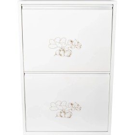 Resim Leyl 2 Katlı 4 Bölmeli Beyaz Baskılı Metal Sebzelik – 100 x 26 x 62 cm Çok Amaçlı Dolap 