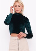 Resim MENDY Sırt Dekolteli Kadife Crop 