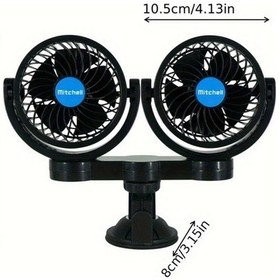 Resim Topshop1 Vantuz Araba Emme Kupası Fanı Çift Başlıklı 360 Derece Rüzgar Yön Ayarı Çeşitli Araçlar İçin 1 Bilgisayar 