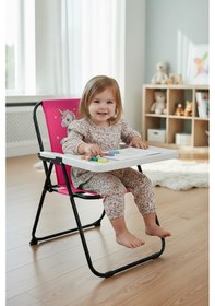 Resim Exent Kids 2 6 Yaş, Rainbow Unicorn Katlanır Portatif Çalışma Masası Ve Sandalye Tak-çıkarmasa-pembe Siyah 