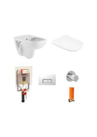 Resim Seramiksan Petite Kanalsız Rim-out Asma Klozet + Yavaş Kapanır Kapak + VitrA Gömme Rezervuar 