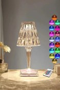 Resim nelerbulurum ŞARJLI UZAKTAN KUMANDALI VE DOKUNMATİK DEKORATİF RGB LEDLİ AMBİYANS MASA GECE LAMBASI 
