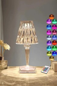 Resim nelerbulurum ŞARJLI UZAKTAN KUMANDALI VE DOKUNMATİK DEKORATİF RGB LEDLİ AMBİYANS MASA GECE LAMBASI 