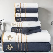 Resim 8 Parça Ultra Yumuşak Mercan Desenli Havlu Seti, Taç Nakışlı: 2 x 70 x 140 cm Banyo Havlusu, 2 x 42 x 70 cm Banyo Havlusu, 4 x 34 x 34 cm Yüz Havlusu, Hızlı Kuruyan & Emici, Hafif – Ev, Otel ve Spa Kullanımı İçin İdeal, Outdoor Fitness & Kamp Hediye Seti 