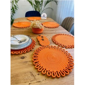 Resim Jütex Home Jüt Hasır Amerikan Servis Supla Bardak Altı ve Sepet 13 Parça 