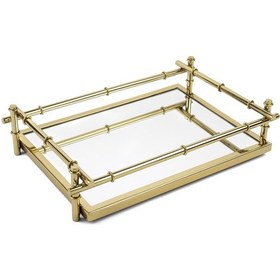 Resim Mikasa Moor Gold Metal Dikdörtgen Aynalı Tepsi 47x30x10 Cm Altın 