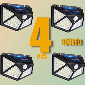 Resim 1/2/4/6 adet Açık Hava Güneş Enerjili Lamba, 100 Led/3 Modlu Güneş Hareket Sensörlü Duvar Lambası, 4 Yönlü Aydınlatma, Verandalar, Garajlar, Bahçeler ve Ticari Kullanım İçin Uygun, Güneş Enerjisiyle Çalışır. 