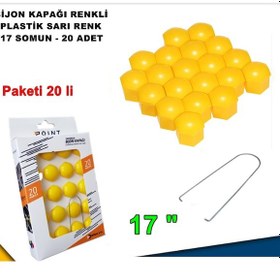 Resim Renkli Bijon Kapağı Plastik Sarı Renk Altıgen 17 mm Bijon 