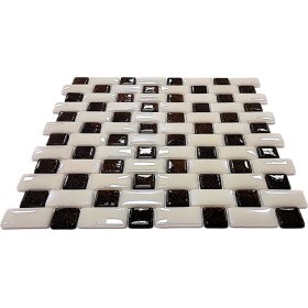 Resim MozaiKristaL Mutfak Tezgah Arası, Havuz, Banyo, Sauna, Spa, ve Yaşam Alanlarının Tüm Yüzeyleri İçin. 25X50MM. Bej - G.kahve. 31.5X31.5 Cm. Fileli Cam Mozaik. ( 10 File Karo = 1 M2 Fiyatıdır ) 