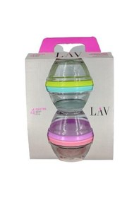 Resim LAV Master Cam Saklama Kabı 4'lü Küçük Boy 250 ml Karışık Renkli Yuvarlak Renkli Plastik Kapaklı 