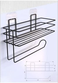 Resim Orret Home Yapışkanlı Metal Raf - Kağıt Havlu Askılı Duvar Tipi Baharatlık ve Şampuanlık, Banyo ve Mutfak İçin Uygun, Delmeden Yapıştırmalı Metal Askılı Organizer Raf 