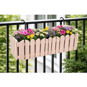 Resim Ozn-616 Efes Askılı Balkon Saksı Takımı 9 Litre No:2 Bej 4 Adet 