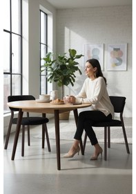 Resim Canisa Toldy Serisi 4 Adet Siyah Bukle Kumaş Mutfak Sandalyesi Kahve Metal Ayak Siyah Sandalye Ayaklar Kahve 