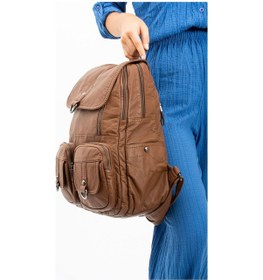 Resim 571 Collections Yıkanmış Deri Sırt Çantası Taba Model: 571-11-11e - Taba 