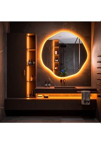 Resim Kael Amber Led'li Lavabo & Banyo Aynası Dokunmatik Sensörlü 90 X 90 Turuncu 