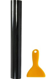 Resim Dianziye Siyah Karbon Fiber Vinil Folyo, Yüksek Parlaklık, Hava Kabarcığı Serbest, Otomobil/ev Gereçleri Kaplama, 150x30cm + Spreyer 