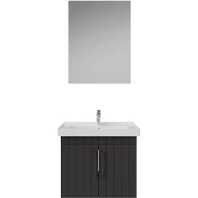 Resim Creavit D20 Lake Çizgili Kapaklı Banyo Dolabı | 65-80-100 cm | Yuvarlak / Kare / Dolaplı Ayna Seçenekli - DAFNE / 65 CM / AYNALI DOLAP 