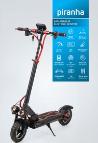 Resim Piranha 5020K 800W Elektrikli Scooter 48V 10.4Ah 40 Km Menzil Katlanabilir LED Aydınlatma Sinyal 