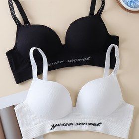 Resim Kadınlar için 2 Adet Şık Push-Up Bralette - Kablosuz, Tam Kapsama, Çıkarılamayan Pedler, Naylon & Elastan Karışımı, Elde Yıkanabilir, Sarkan Önleyici, Bralettes 