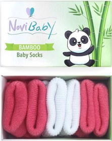 Resim Novibaby 3'lü Bambu Yenidoğan Bebek Çorabı I White Candy I 0-6 ay "Karışık Renkli" 