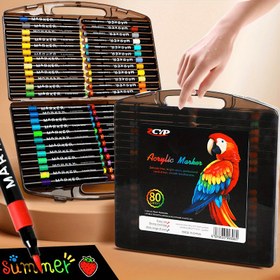 Resim 24 Renk Akrilik Boya Kalemi, İnce Uç ve Fırça Ucu Çift Başlı Kalem, Taş, Ahşap, Kaligrafi, Tuval, Seramik, Metal, Cam, Taş Boyama ve DIY El Sanatları için Uygun, Siyah Kutu 
