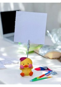Resim Pembe Şapkalı Civciv Temalı Not Tutacağı Fotoğraf Tutacak Tutucu Ofis Seti Hediyelik Pembe 