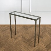 Resim Evka Shiny Dresuar Eskitme Pirinç Şeffaf Cam Tabla 