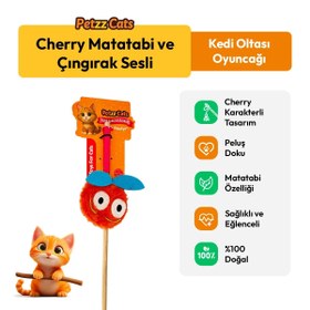 Resim PetzzCats Cherry Matatabi ve Çıngırak Sesli Kedi Oltası Oyuncağı Turuncu 42 Cm 