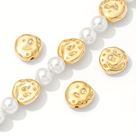 Resim 2 adet 13*4.5mm 18K Altın Kaplama Pirinç Düz Arka Aralayıcı Boncuklar, Düzensiz Şekil, DIY Bilezik Takı Yapımı, El Yapımı Boncuk Aksesuarları, Boncuk Aksesuarı 