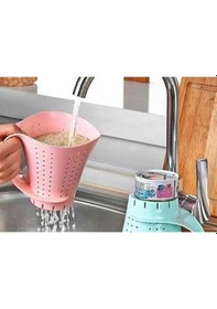 Resim Pirinç Yıkama Süzgeci Plastik Delikli Tutma Saplı Sürahi Süzgeç Karışık 