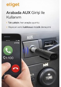 Resim Bluetooth Araç Kiti 3.5mm Aux Kablosuz Ses Alıcısı 