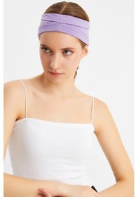 Resim Kadın Çift Taraflı Kullanım Alternatifli Pamuklu Penye Kaymaz Hafif Spor Saç Bandı Bandana - Tek Ebat / Lila Lila 