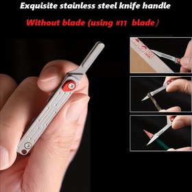 Resim Anahtarlık ile Paslanmaz Çelik Katlanır Yardımcı Bıçak - Kolay Bıçak Değişimi için Taşınabilir Çok Amaçlı Araç, Günlük Taşıma ve Kutu Açma için Kompakt Tasarım (Bıçak Dahil Değildir) 