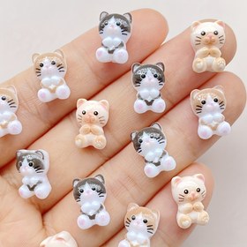 Resim 20 Adet Sevimli Minik Kedi Reçine Çıkartma – DIY Tırnak Sanatı, Albüm Yapımı ve Düğün Dekoru için Şirin Düz Tabanlı Çıkartmalar, Yaratıcı Projeler İçin İdeal 
