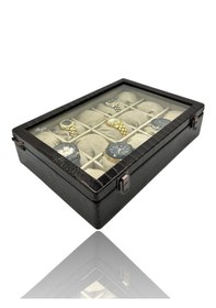 Resim Diji 15'li Saat Kutusu Saat Çantası Timsah Kahve İçi Krem Krem Ya 