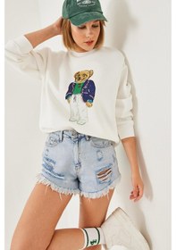 Resim Shade Kadın Üç İplik Şardonlu Baskılı Sweatshirt 55447 60351120 - Lacivert 