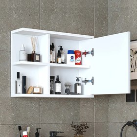 Resim Aynalı Banyo Dolabı - Ada - Antrasit / 60 cm 