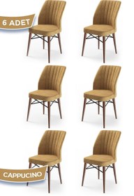 Resim Canisa Concept Flex Serisi , Cappucino Renk Sandalye, Ceviz Gürgen Ayaklı Sandalye 6 Adet 