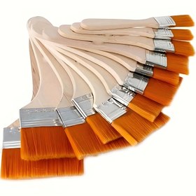 Resim Ahşap Saplı 5'li Naylon Fırça Seti - Gemi Boyası, Akrilik, Yağlı Boya, Sulu Boya için İdeal - Dayanıklı Yüksek İndeksli Plastik Kıllar, Çok Yönlü Sanat Malzemeleri, Sanat Fırça Seti|Estetik Çekicilik|Güvenli Metal Ferrül, Boya Fırçaları 