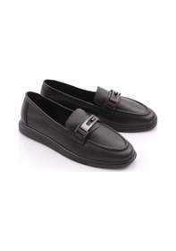 Resim Dgn 981g Kadin G Metal Tokali Loafer Ayakkabi Siyah Napa 