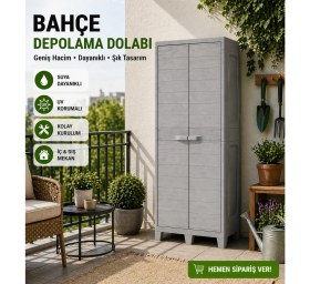 Resim Csb Store Bahçe Balkon Için 4 Raflı Plastik Dolap 78X46X182 cm Suya Dayanıklı 