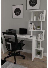 Resim Moonlife Koordinat Pratik Kitaplıklı Çalışma Masası Beyaz 