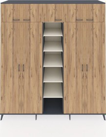 Resim Kronos Dolap 18 Raflı 9 Kapaklı 220x59x243 Antrasit-çam/aytaşı Atlas Çam/aytası 