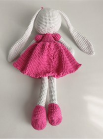 Resim MİNOHOUSE Amigurumi fuşya uzun kulak tavşan 